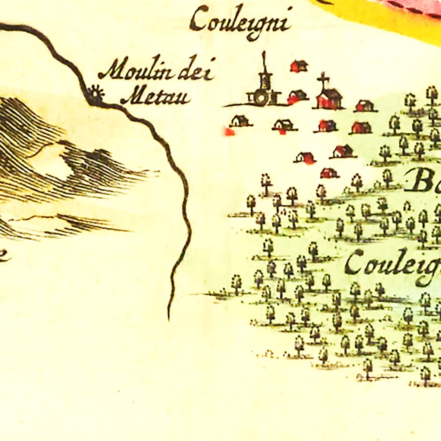 Vintage Map of Aiguillon, France, 1665