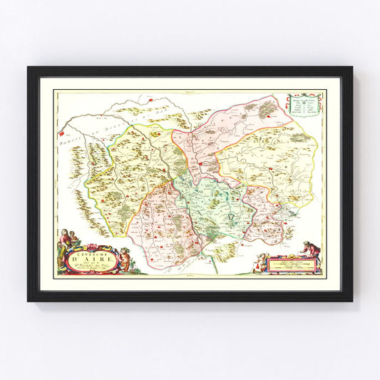 Vintage map of Mont-de-Marsan, France, 1665