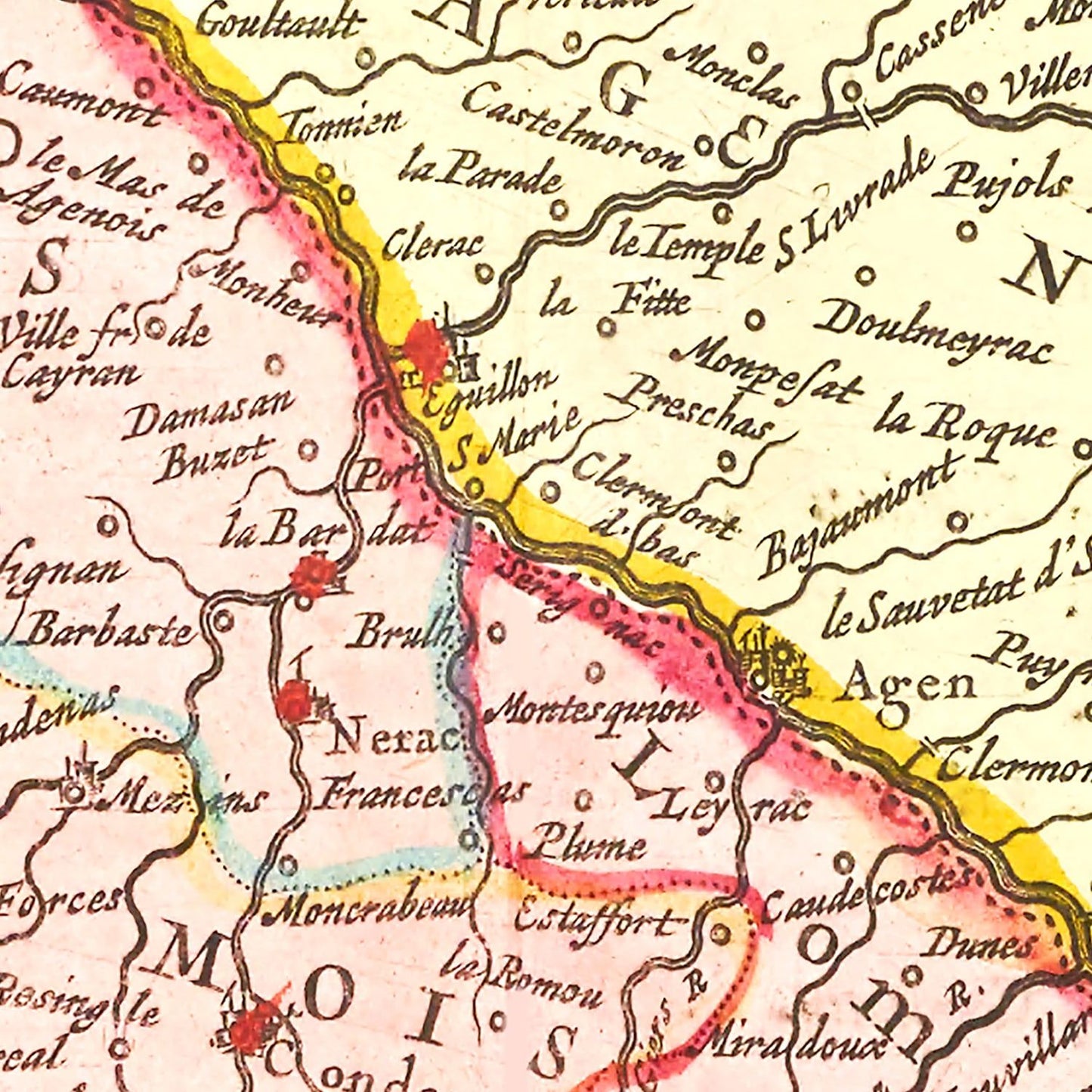 Vintage Map of Gascony, France, 1665
