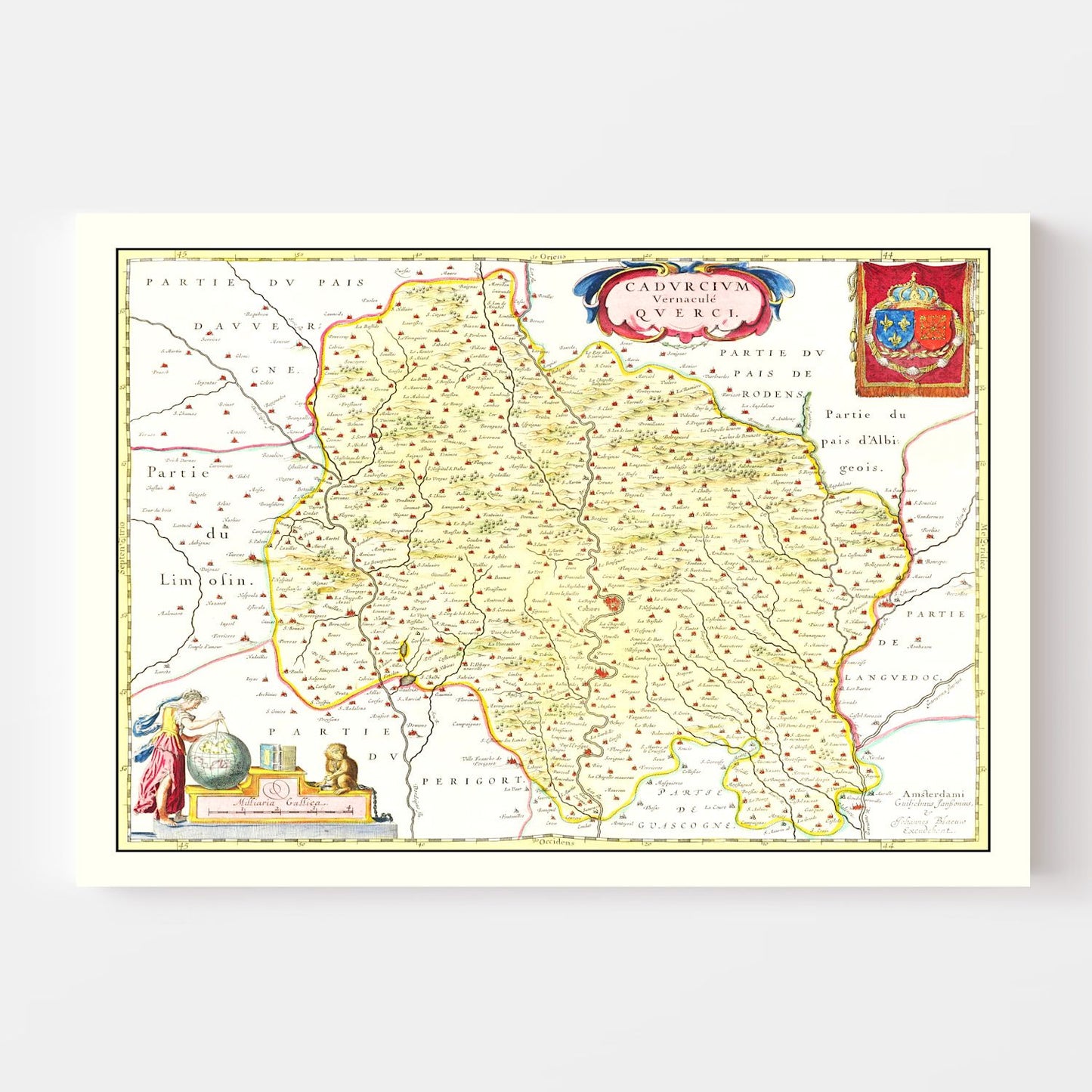 Vintage Map of Quercy, France, 1665