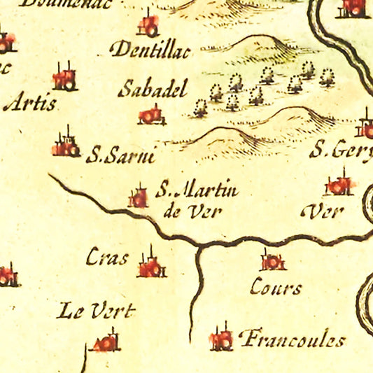 Vintage Map of Quercy, France, 1665