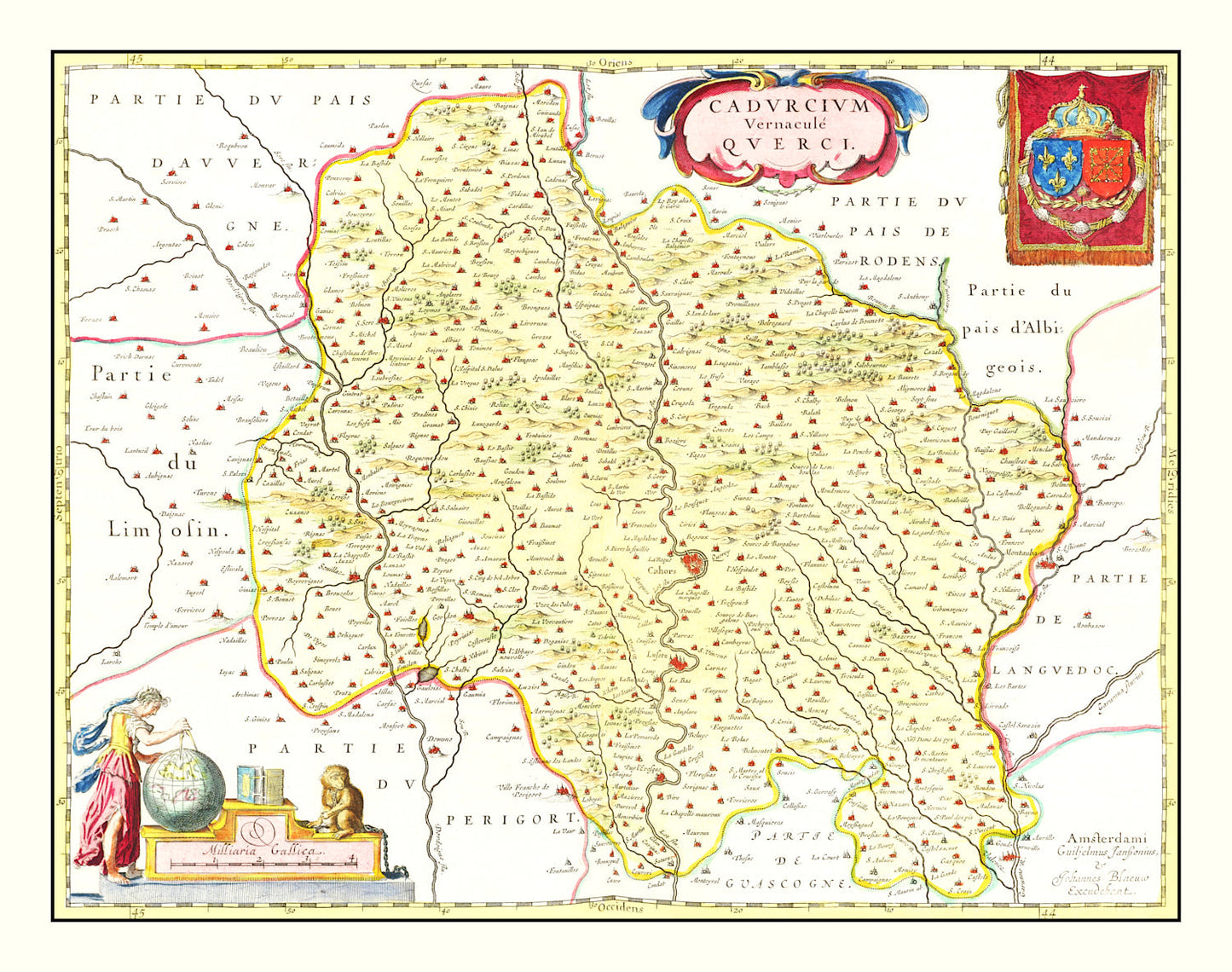 Vintage Map of Quercy, France, 1665