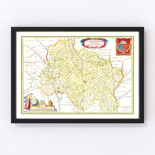 Vintage map of Quercy, France, 1665