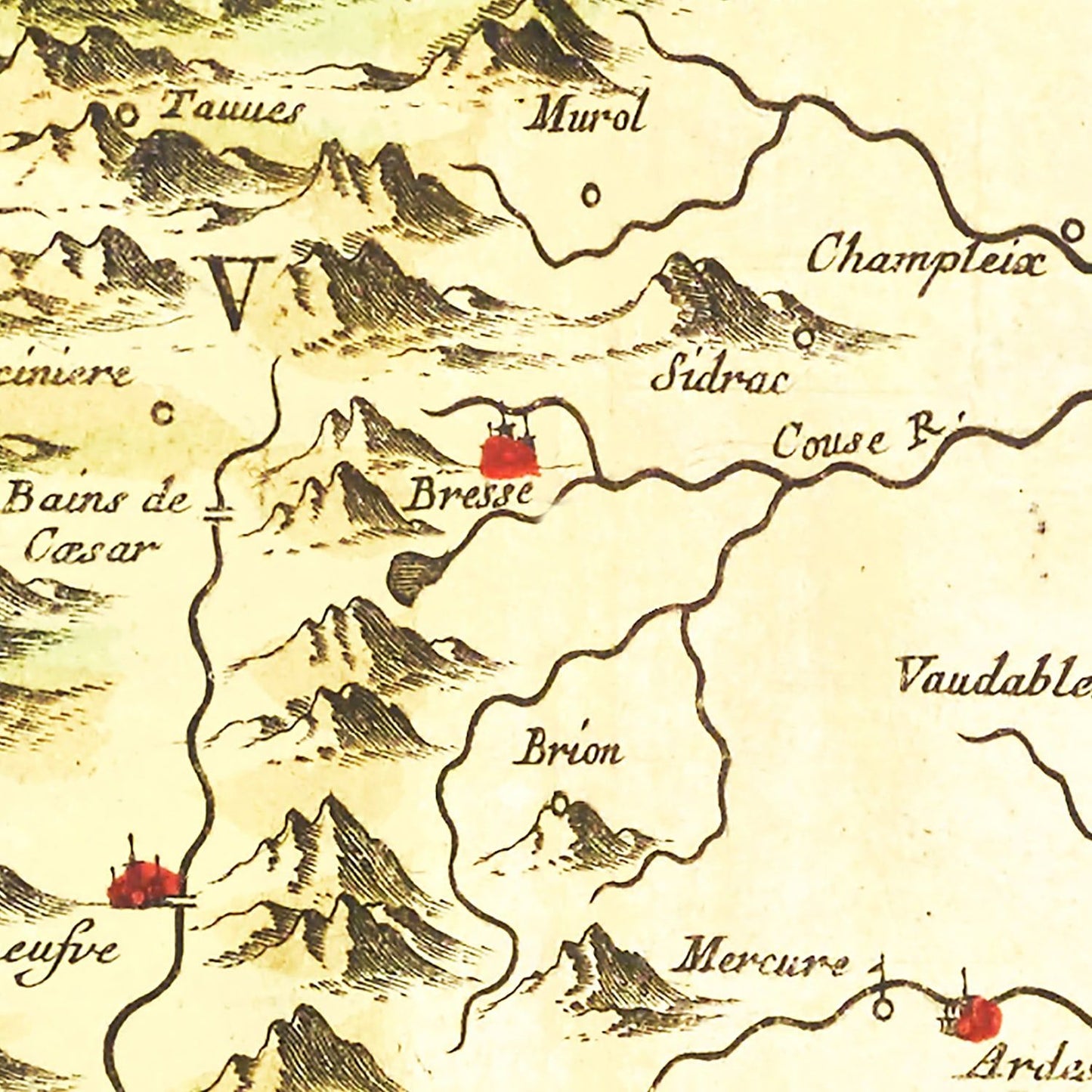 Vintage Map of Auvergne, France, 1665