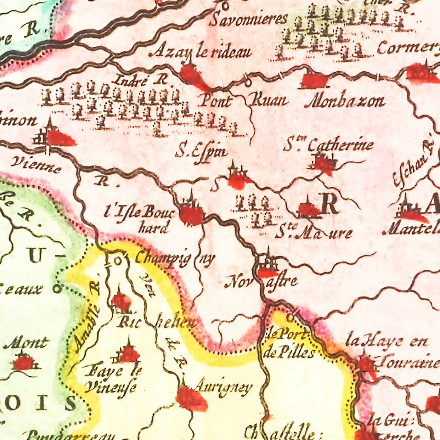 Vintage Map of Orléanais, France, 1665