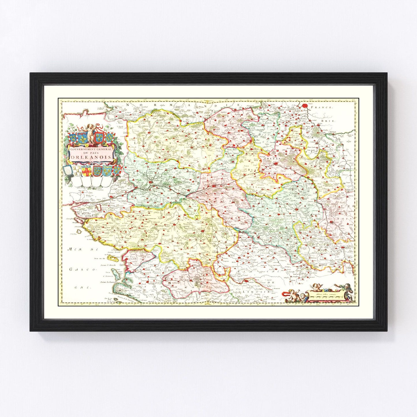 Vintage map of Orleanais, France, 1665