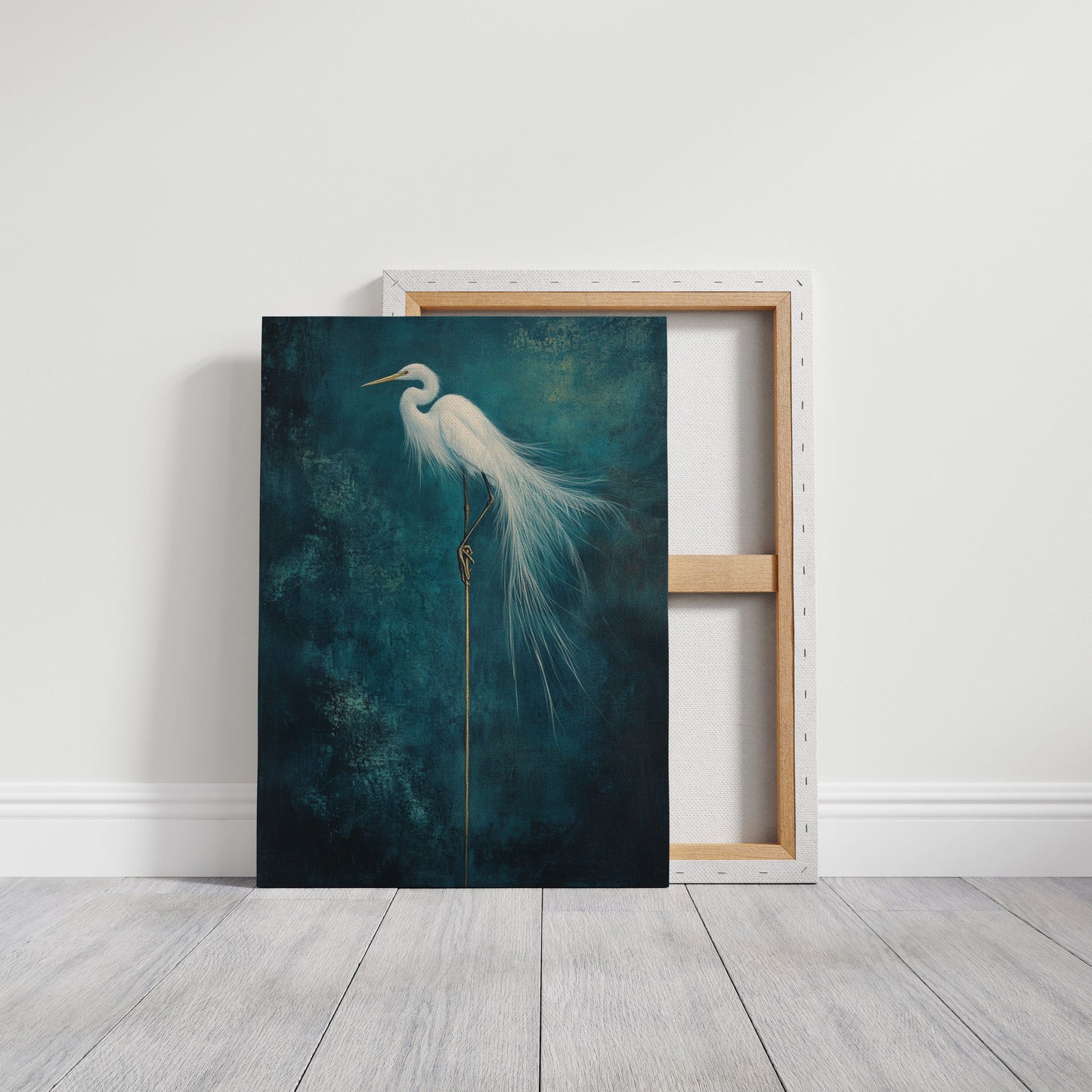 White Egret Wall Art - Minimalist Coastal Bird Print