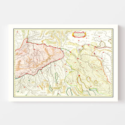 Vintage Map of the Zurich Area Switzerland, 1665