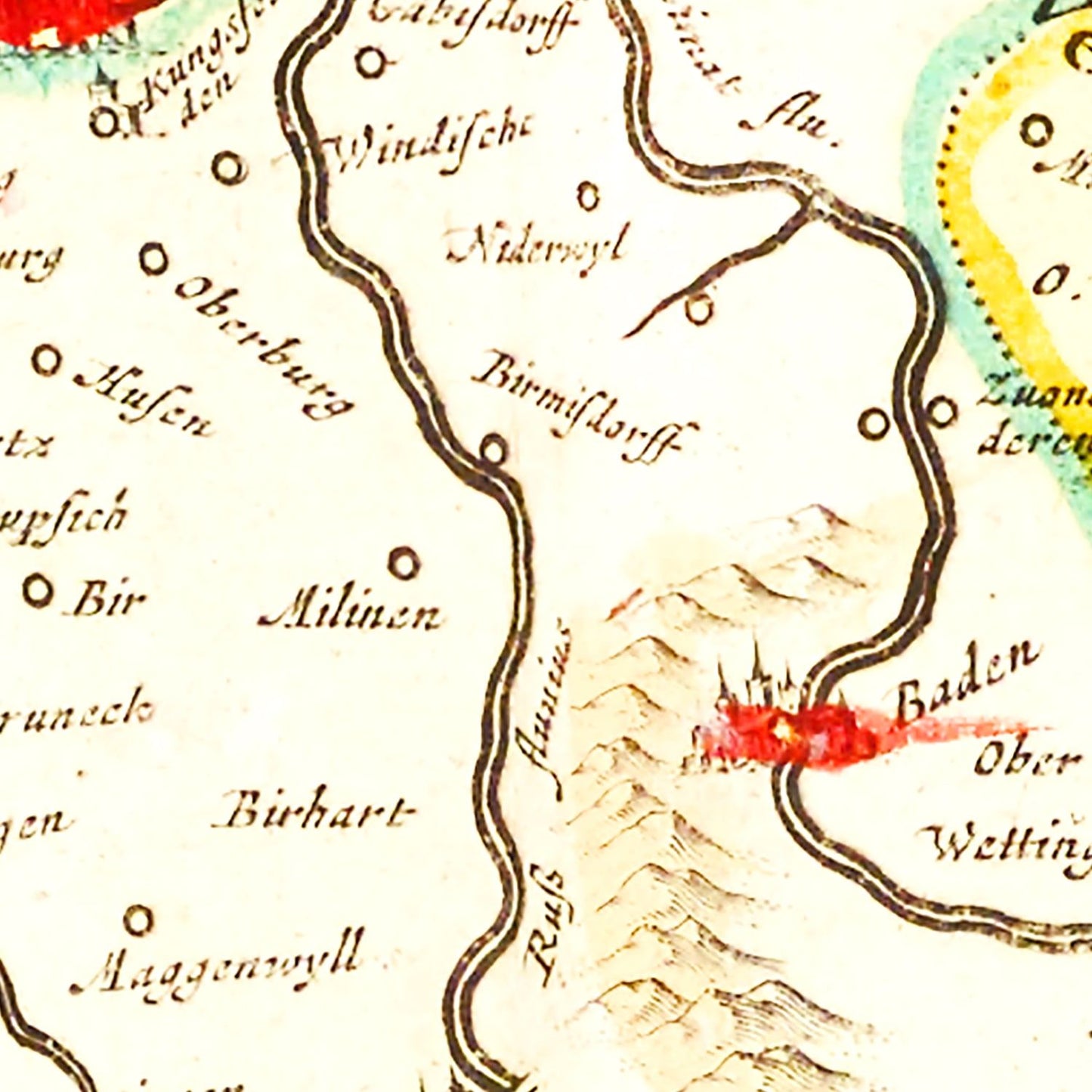 Vintage Map of the Zurich Area Switzerland, 1665