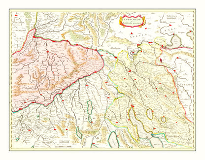 Vintage Map of the Zurich Area Switzerland, 1665
