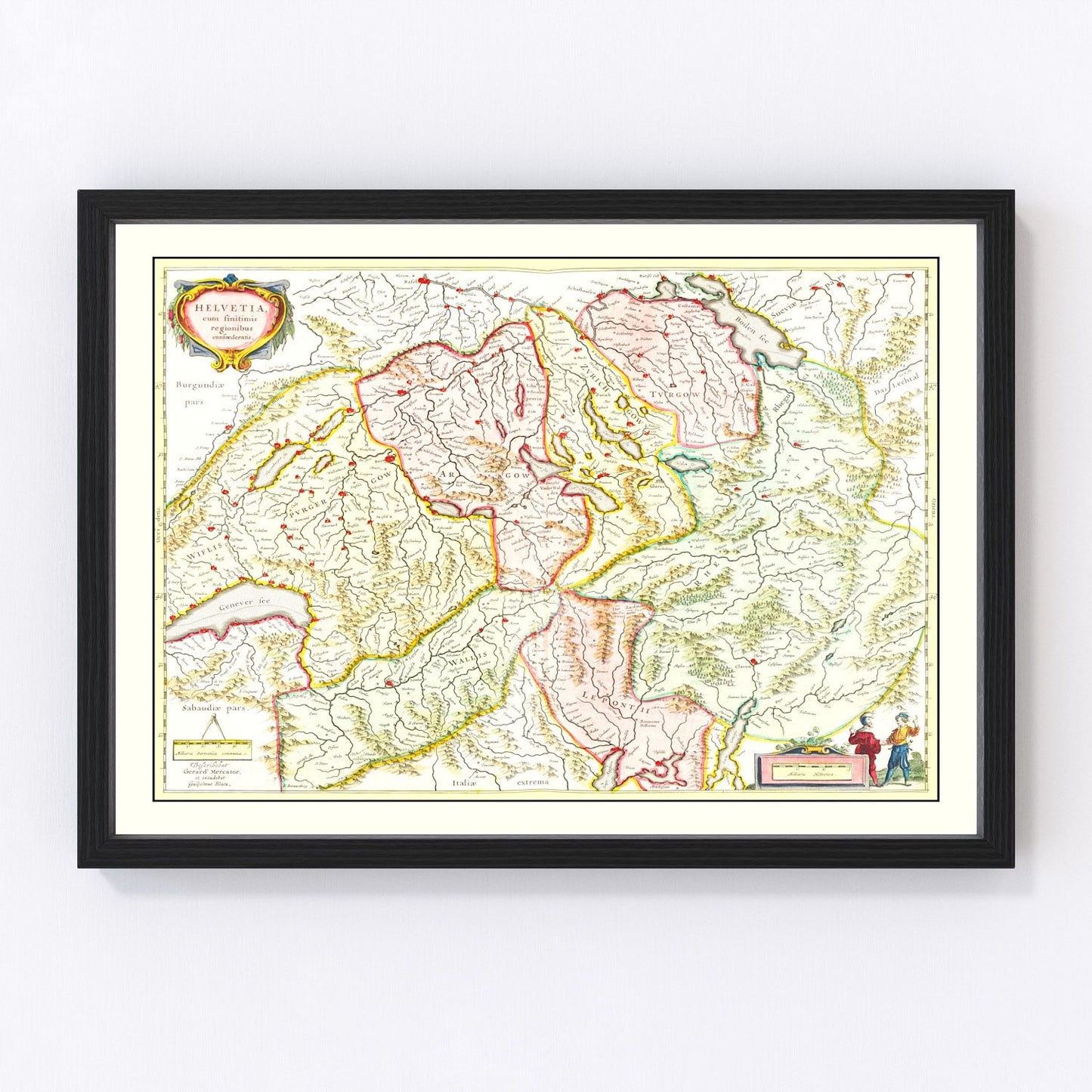 Vintage map of Switzerland, 1665