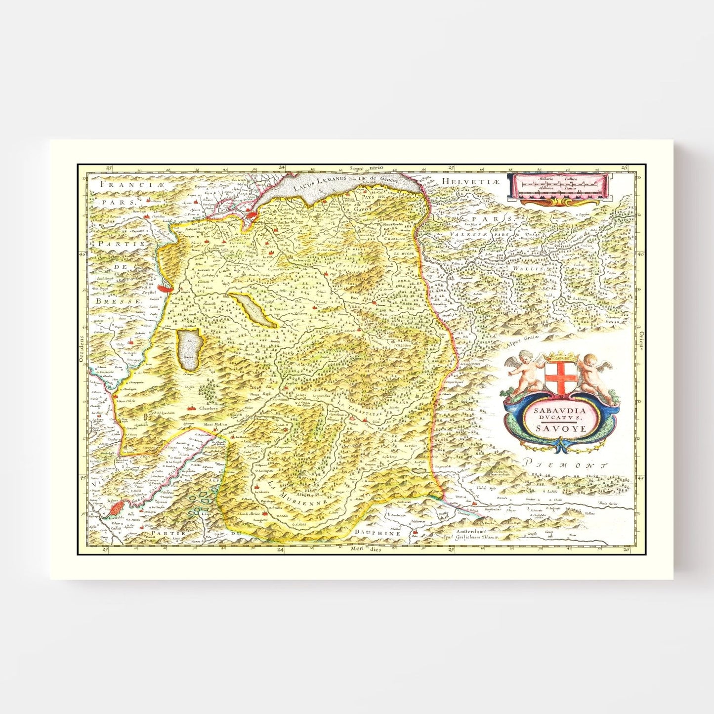 Vintage Map of the Savoy Region, 1665