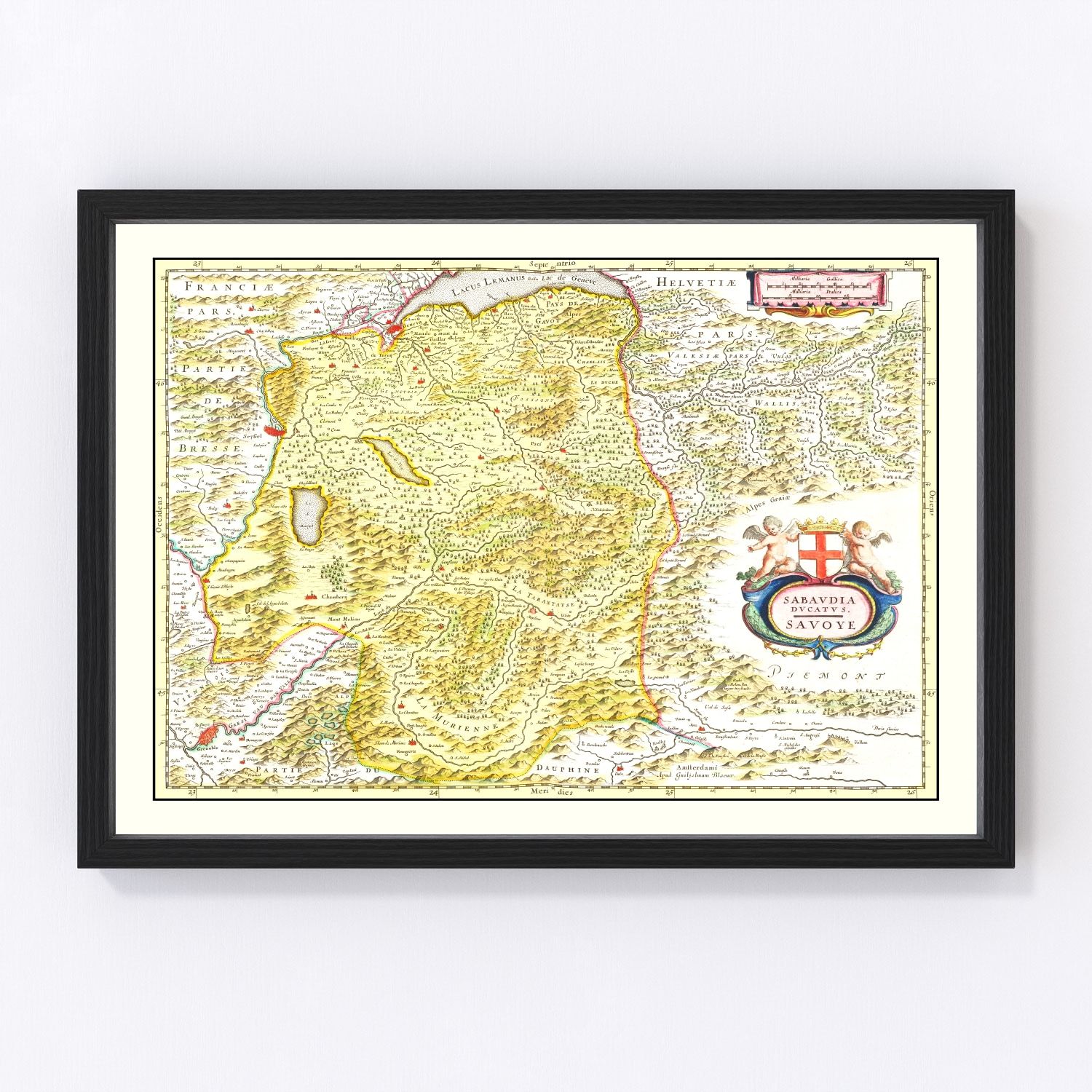 Vintage map of the Savoy region, 1665