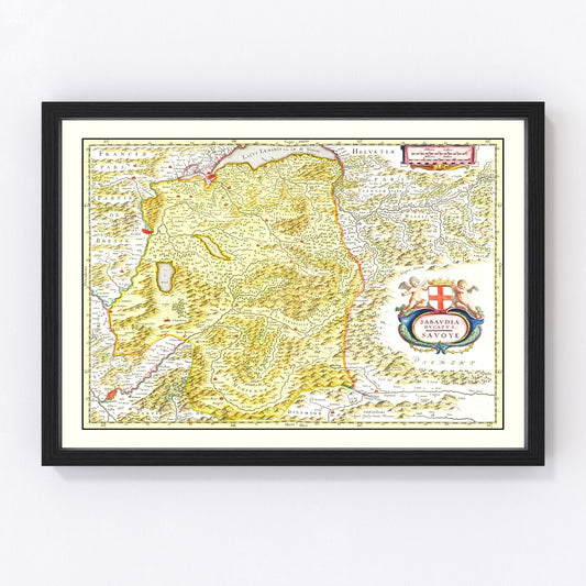 Vintage map of the Savoy region, 1665