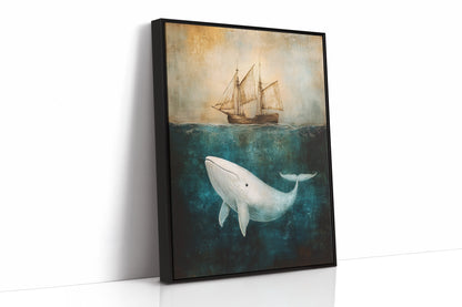 Whale Beneath the Tall Ship - Vintage Seascape Art