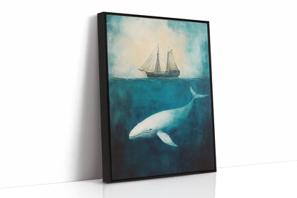 Deep Blue Silence and the Whale - Nautical Seascape Art