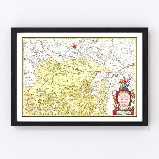 vintage map of Lodi and Pavia, Italy, 1665