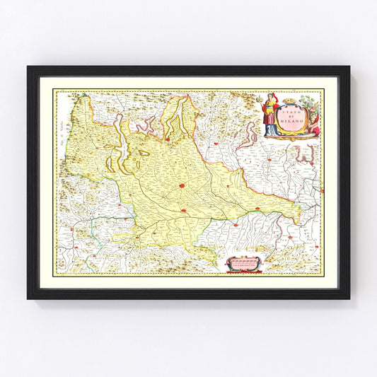 vintage map of Milan, Italy, 1665
