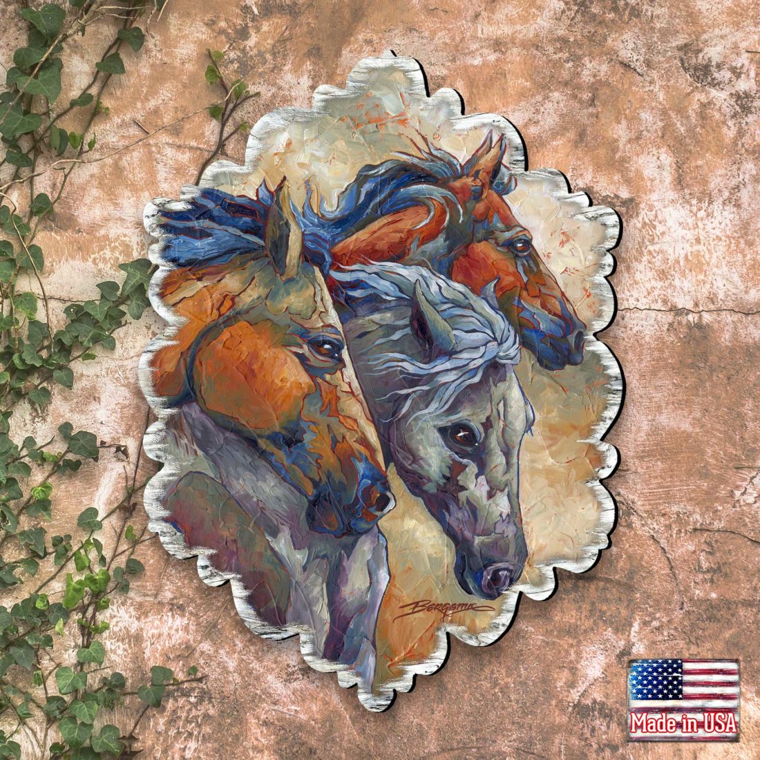 Running Horses Wood Wall Art and Door Hanger