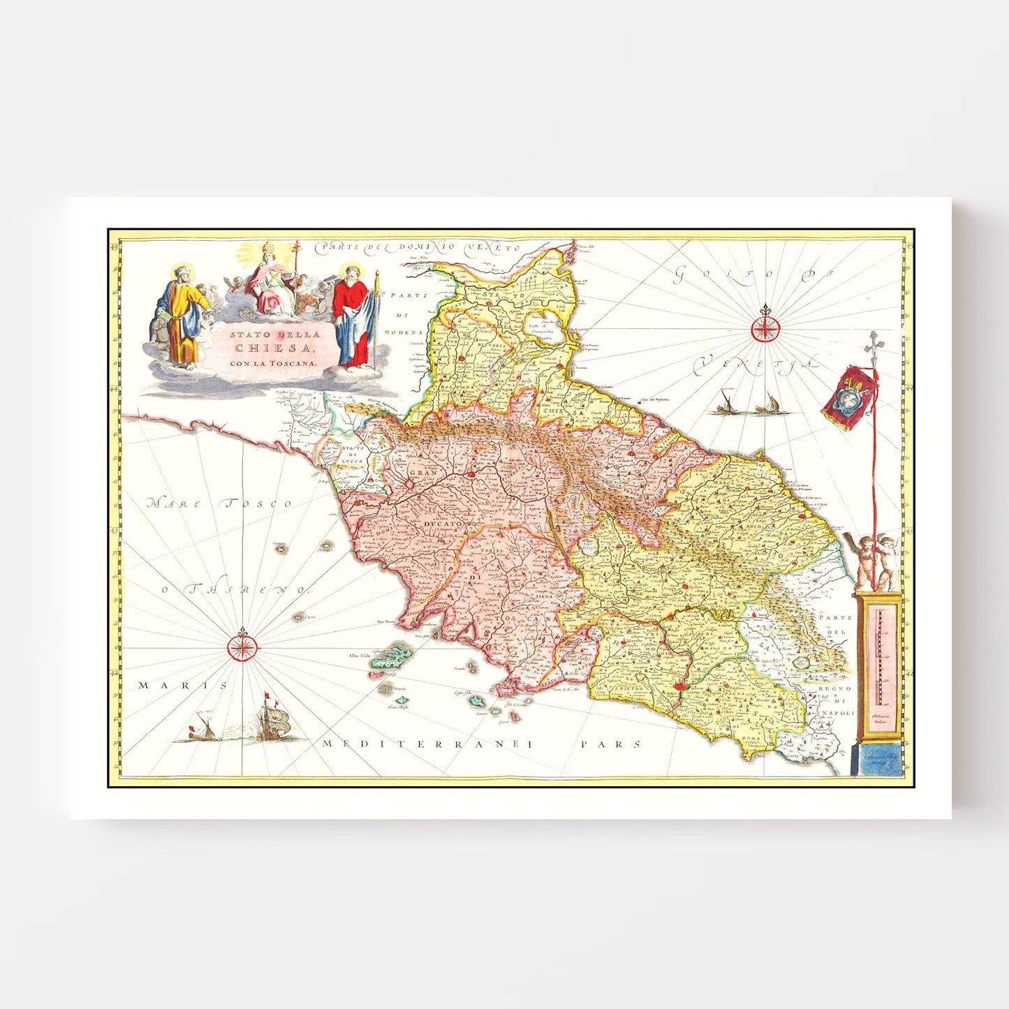 Vintage Map of Central Italy, 1665