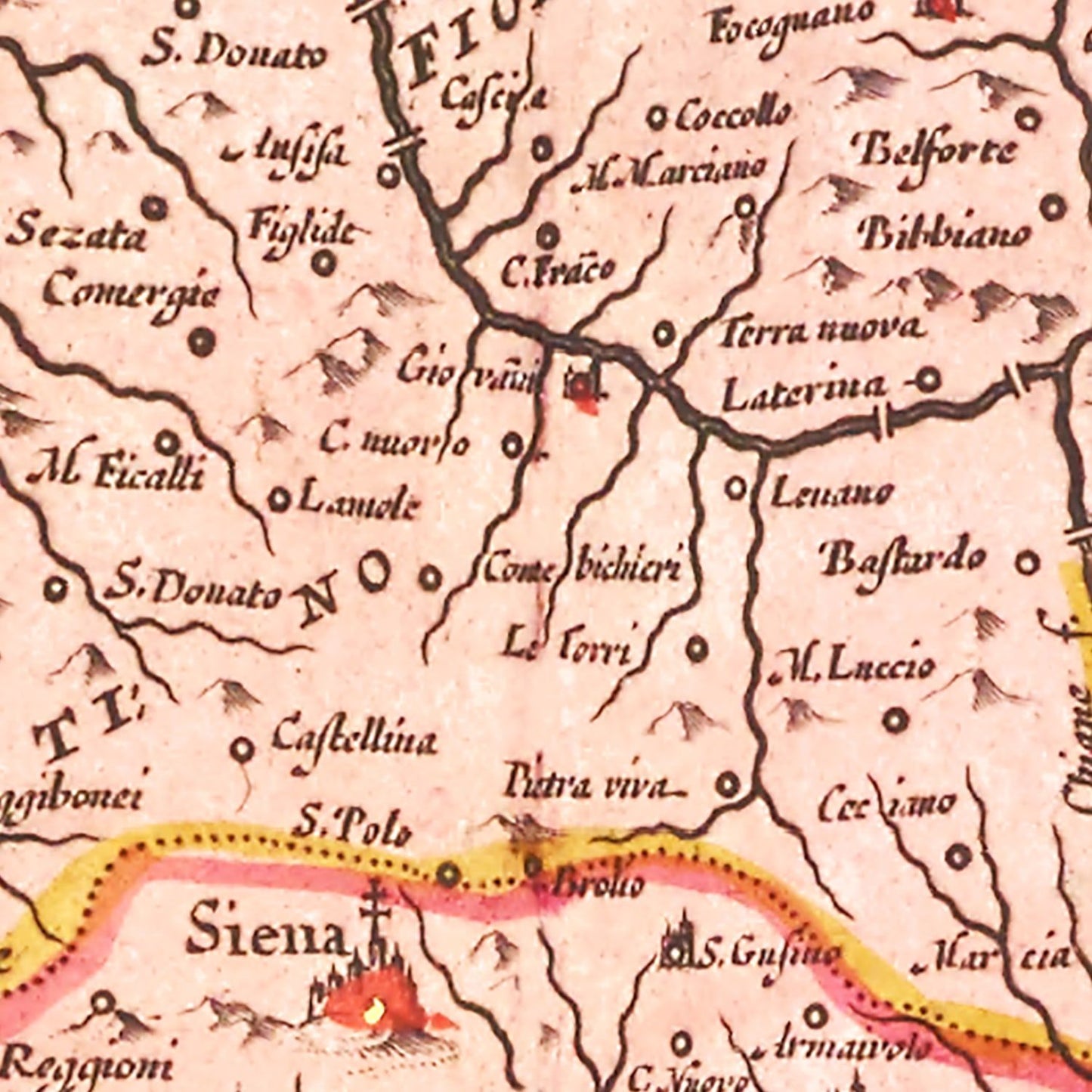 Vintage Map of Central Italy, 1665