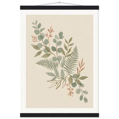 Sage Botanica Boho Botanical Print - A2 (42 x 59.4 cm) / Museum-Quality Matte Paper Poster with Hanger - Black wall hanger - Sparkycare