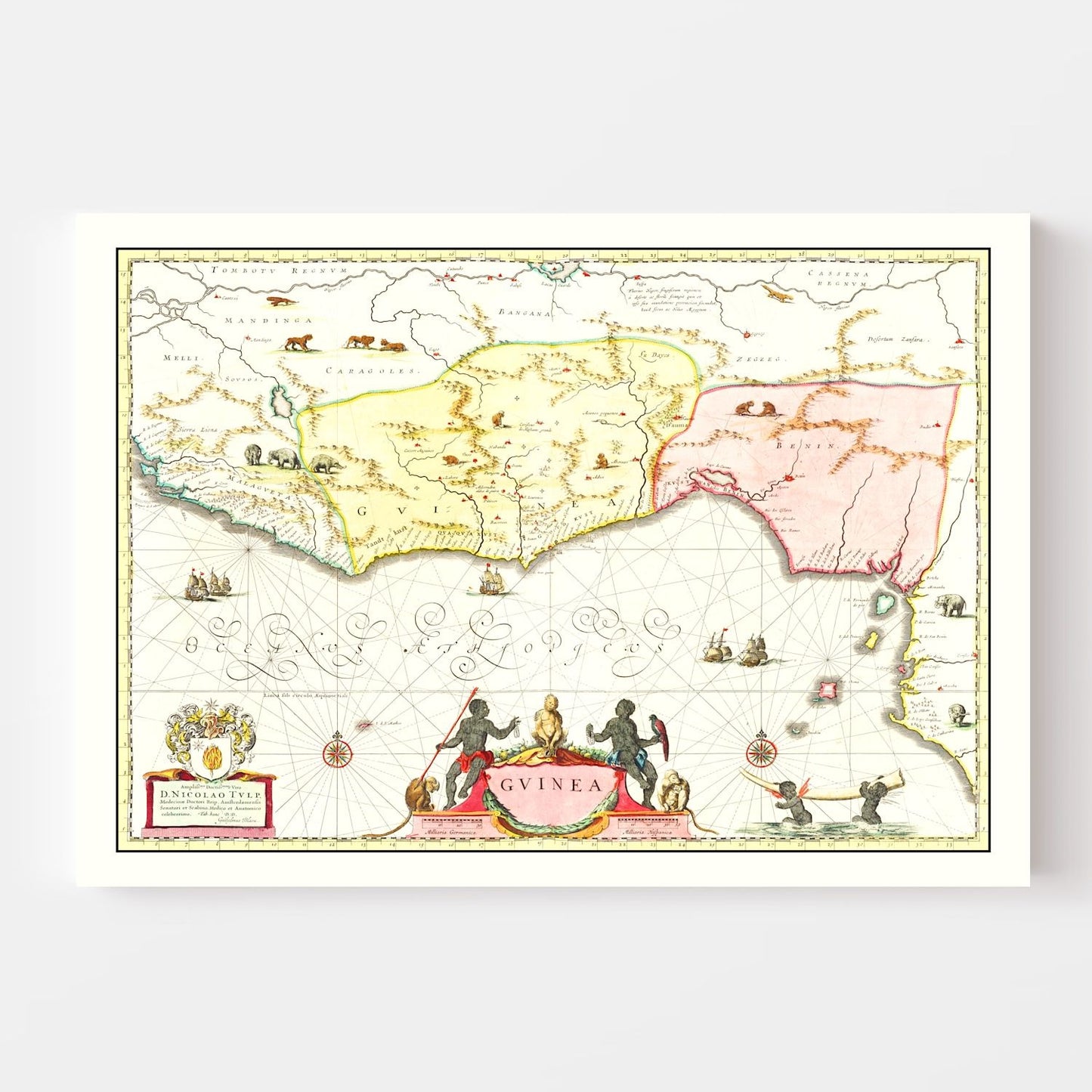 Vintage Map of Guinea, 1665