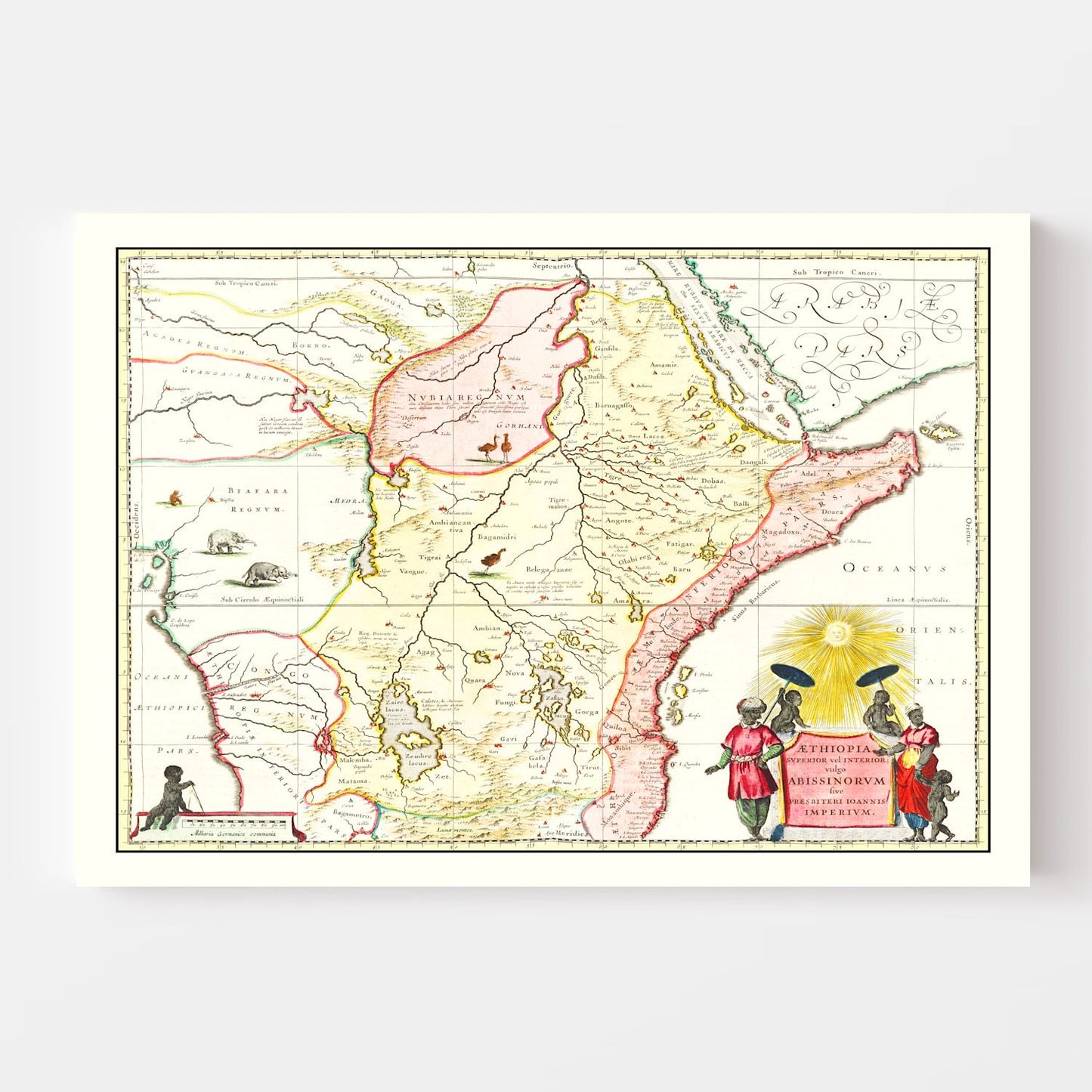 Vintage Map of Northern Ethiopia, 1665