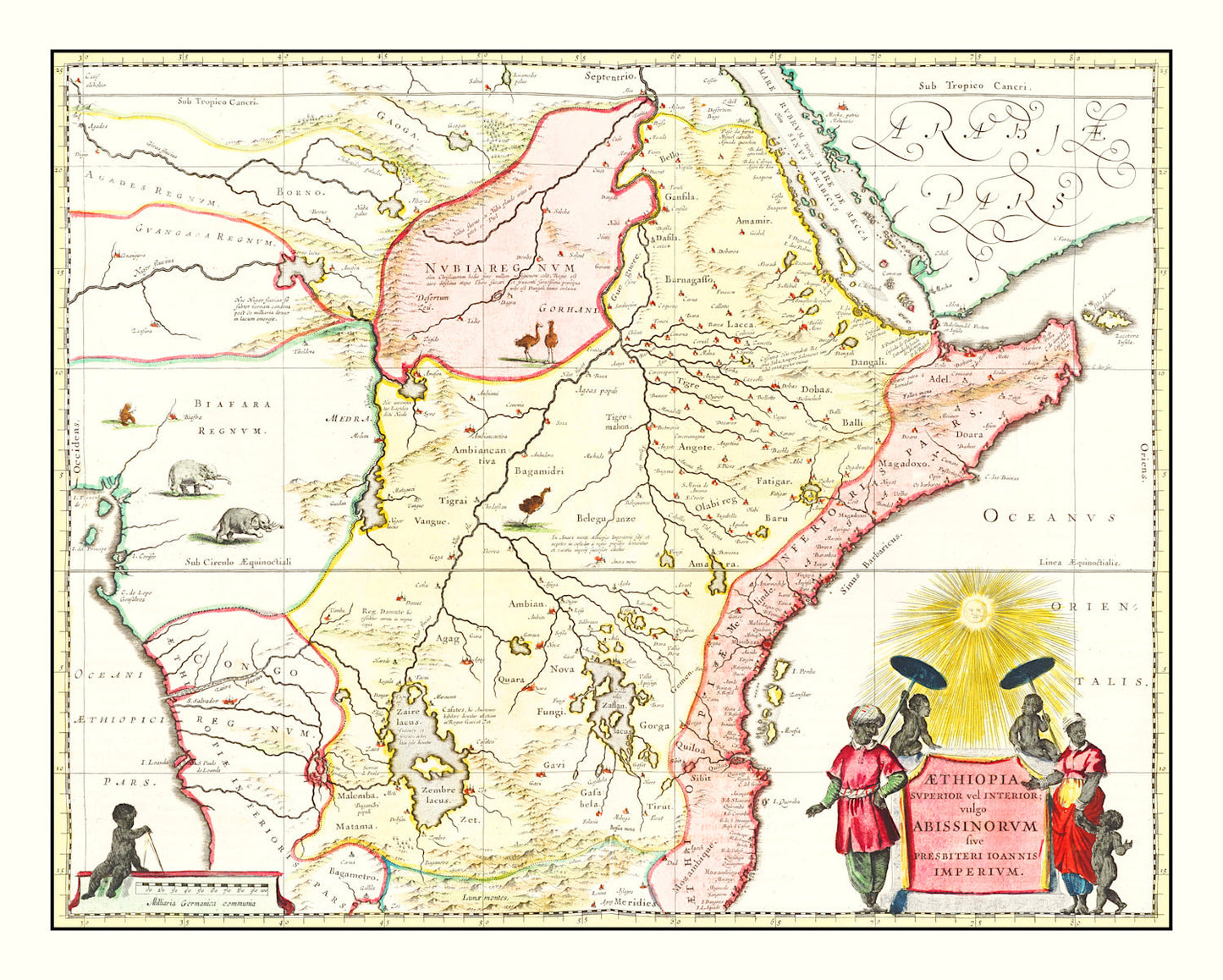 Vintage Map of Northern Ethiopia, 1665
