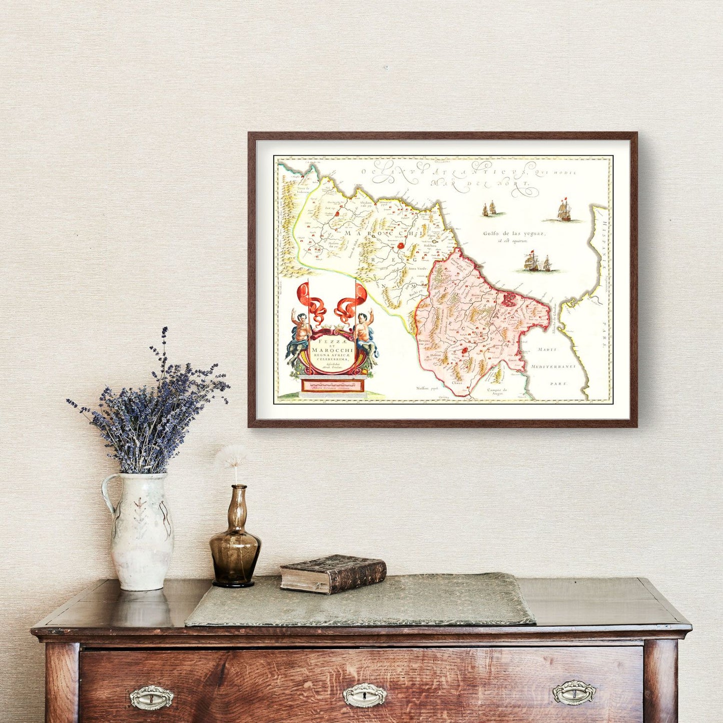 Vintage Map of Morocco, 1665