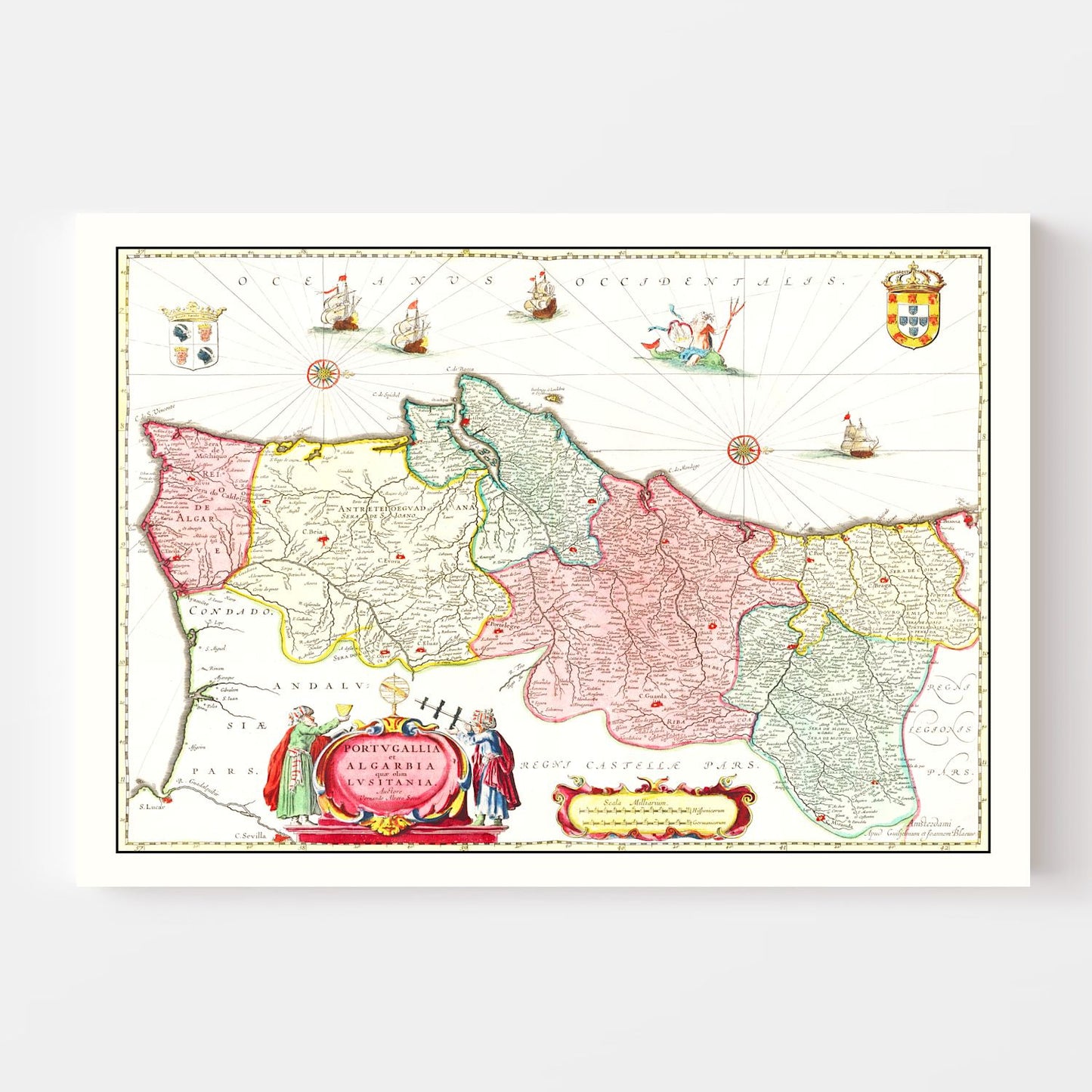 Vintage Map of Portugal, 1665
