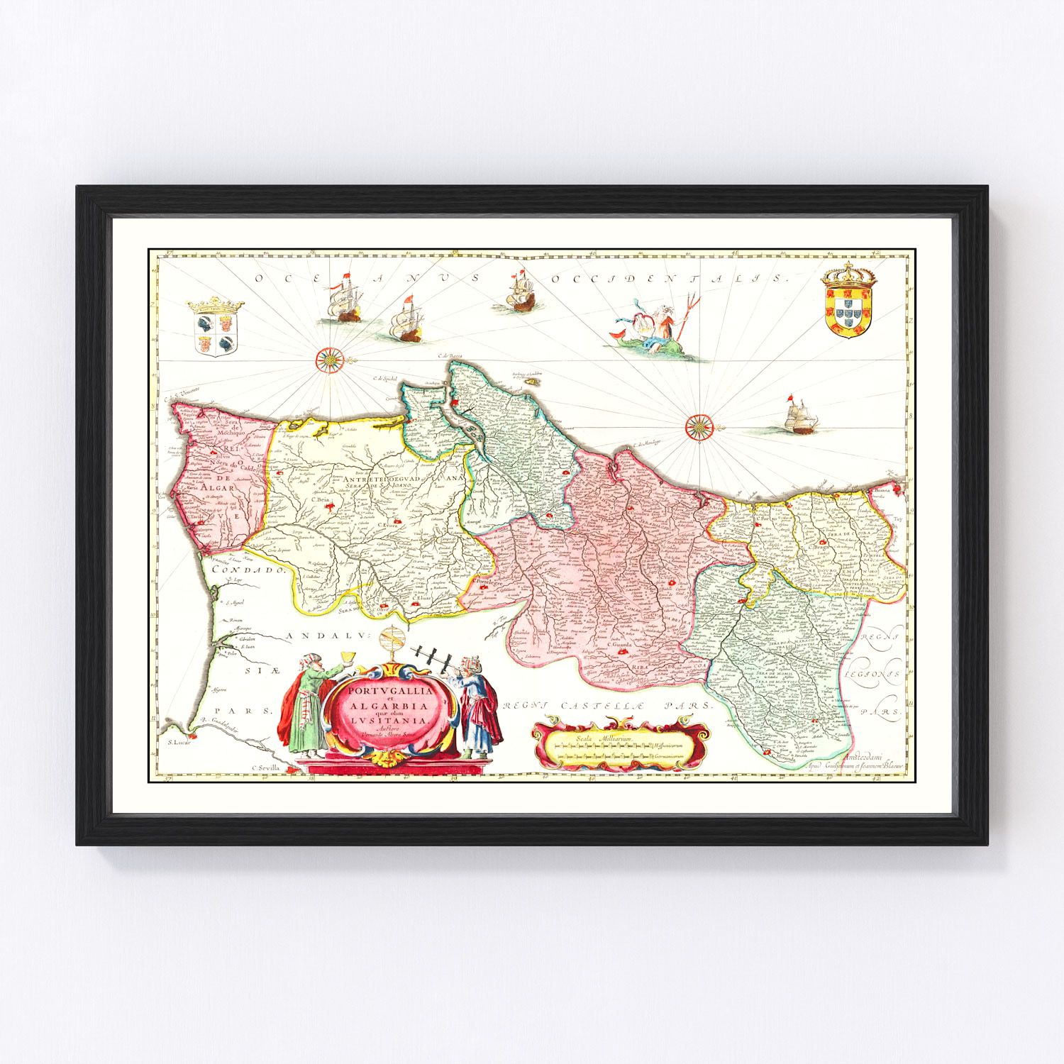 Vintage map of Portugal, 1665