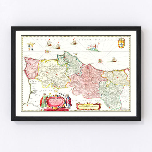 Vintage map of Portugal, 1665