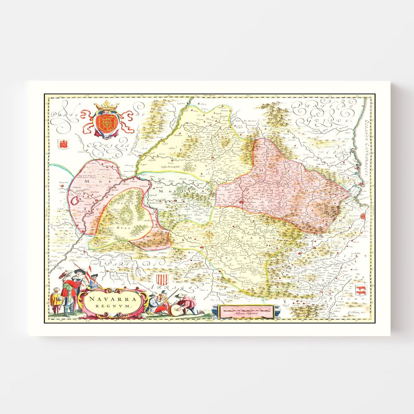 Vintage Map of Northern Spain, 1665