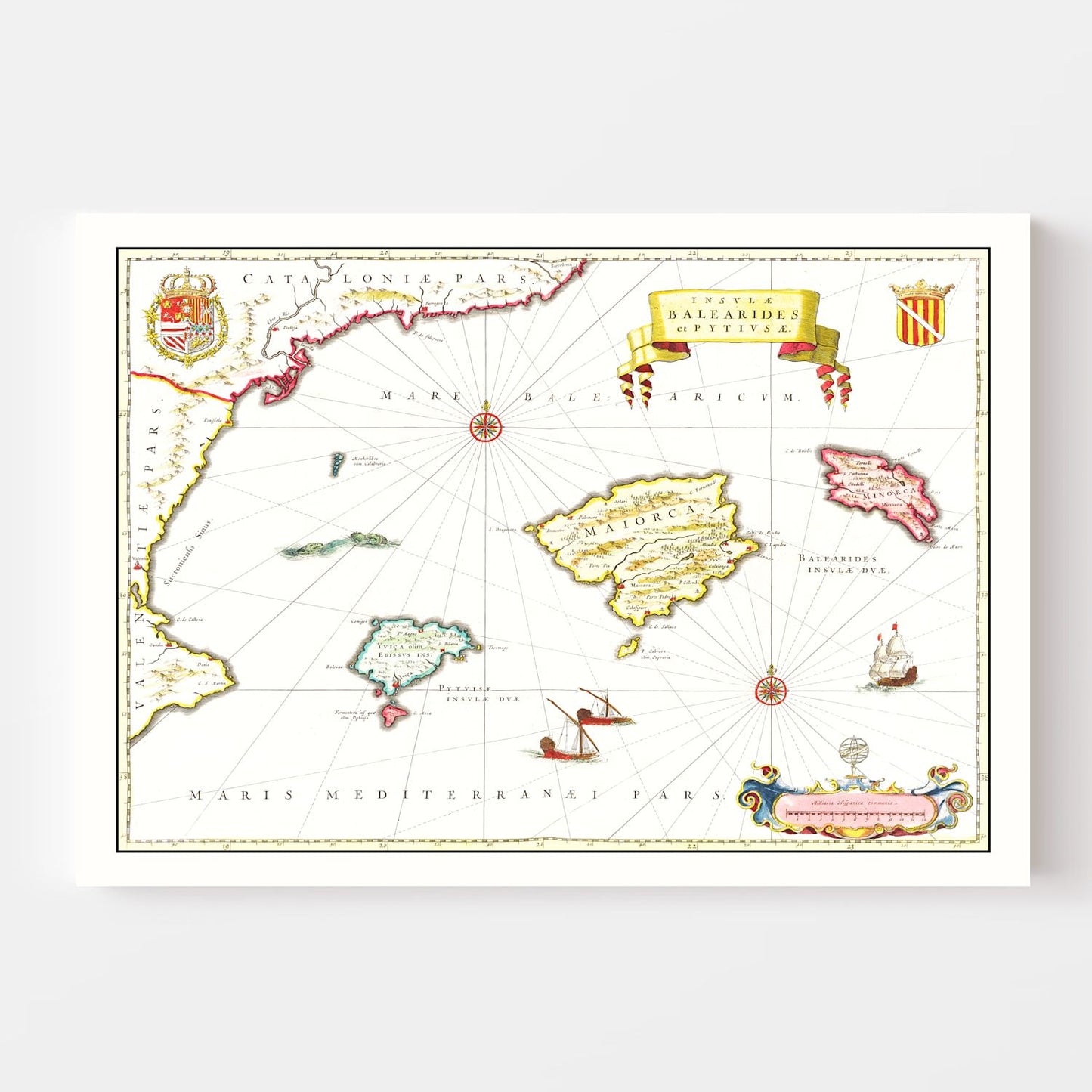 Vintage Map of Tarragona, Spain, 1665