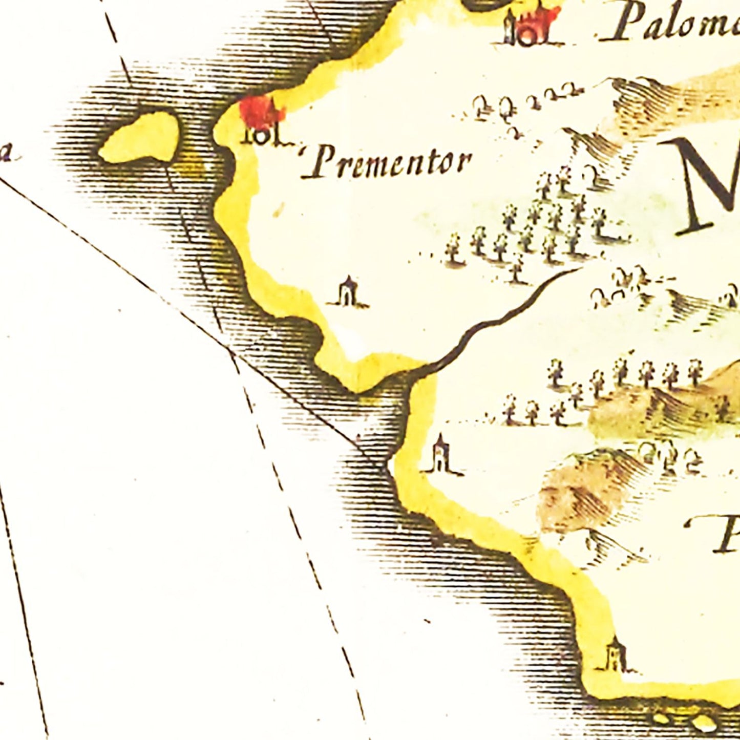 Vintage Map of Tarragona, Spain, 1665