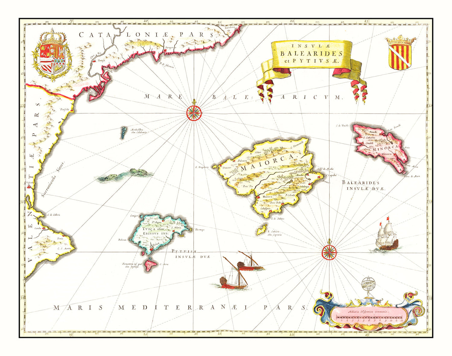 Vintage Map of Tarragona, Spain, 1665