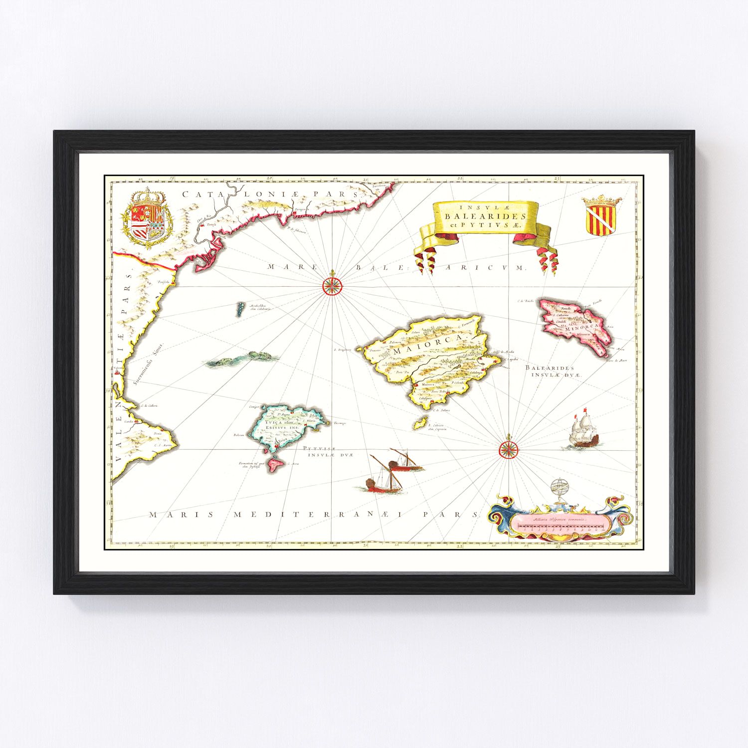 vintage map of Tarragona, Spain, 1665