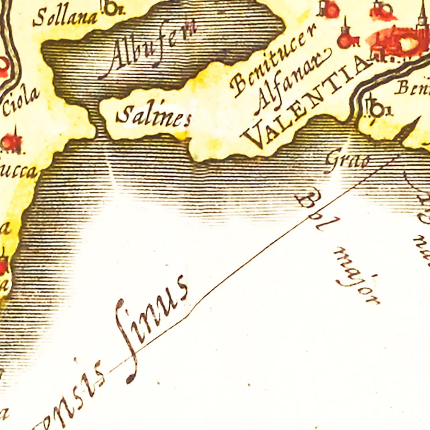Vintage Map of Valencia, Spain, 1665