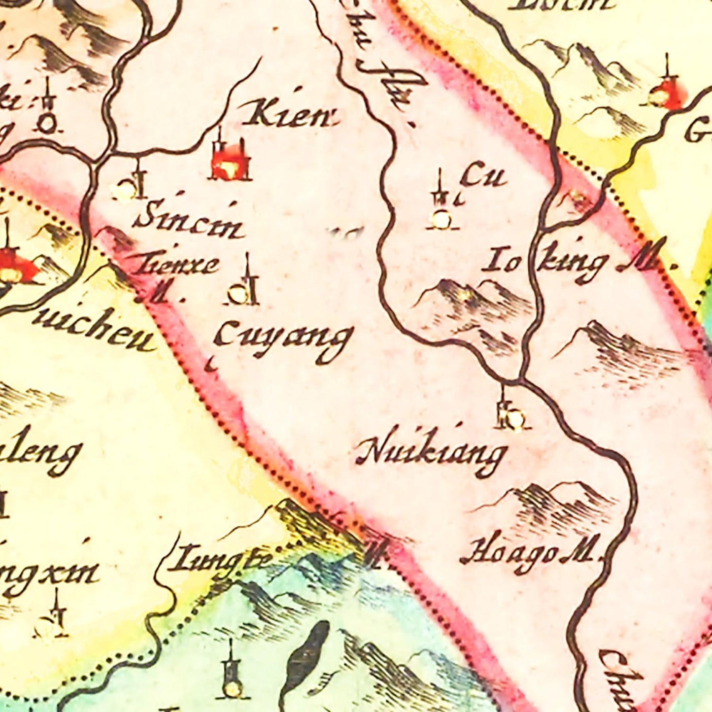 Vintage Map of Suchen, China, 1665
