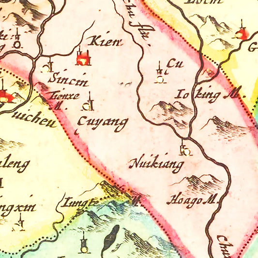 Vintage Map of Suchen, China, 1665
