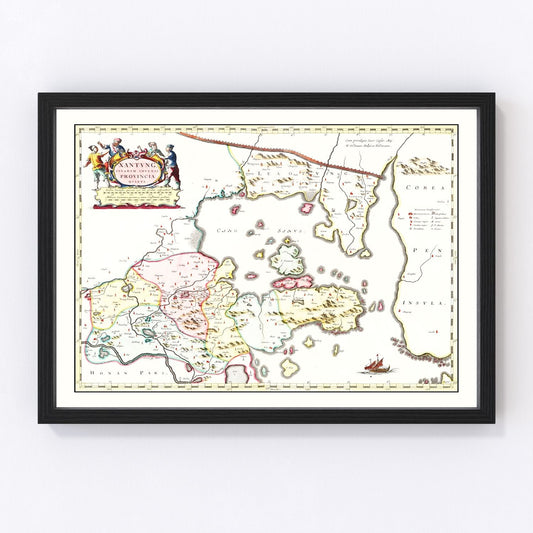 Vintage map of Shantung, China, 1665