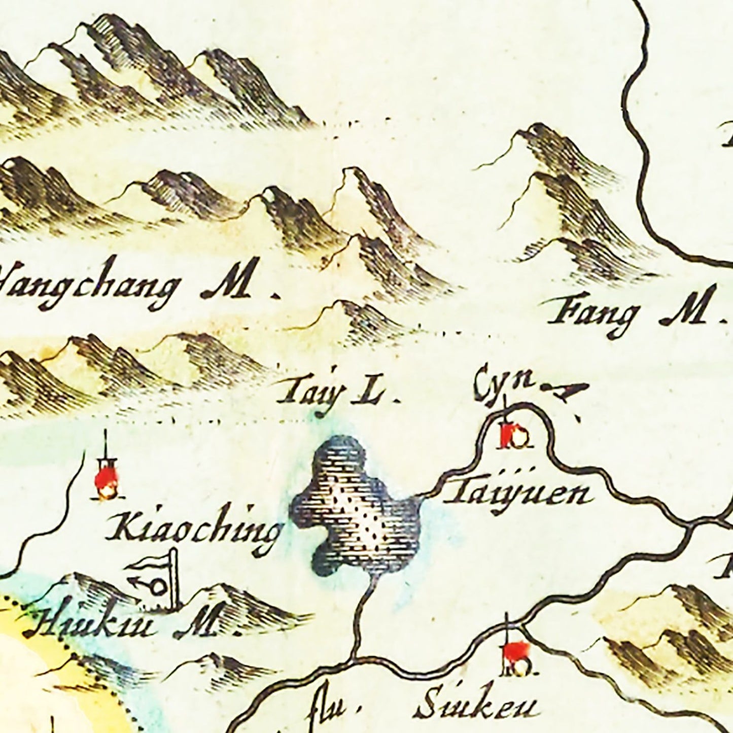 Vintage Map of Shanxi (Xansi), China, 1665