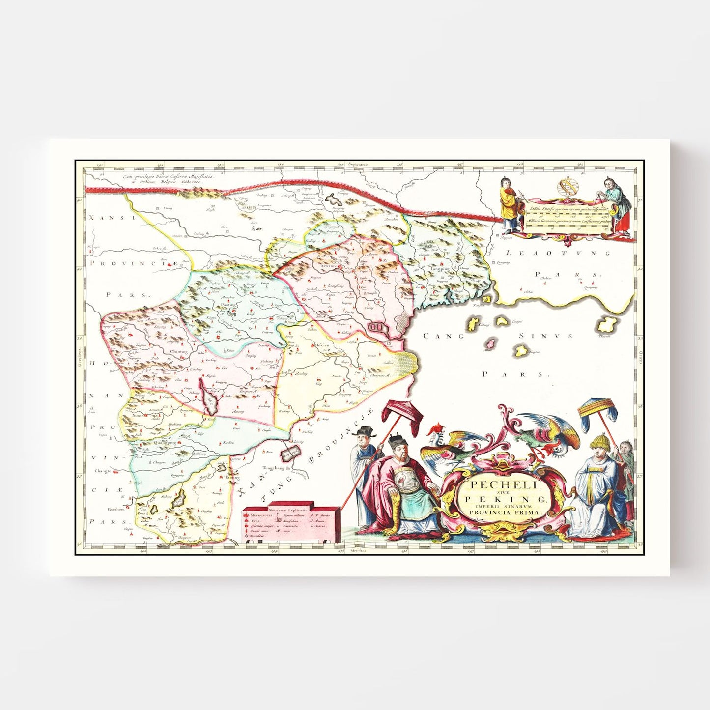Vintage Map of Peking, China, 1665
