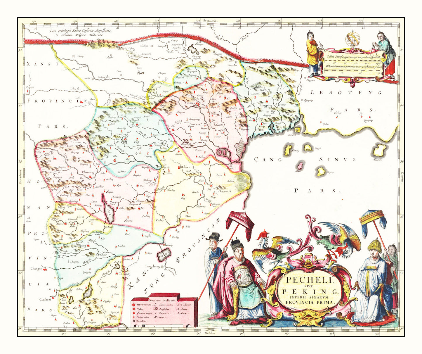 Vintage Map of Peking, China, 1665