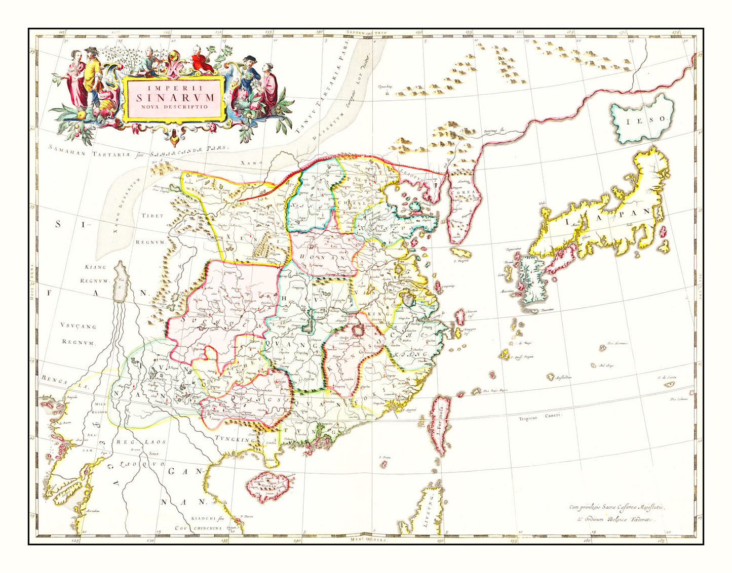 Vintage Map of China, 1665