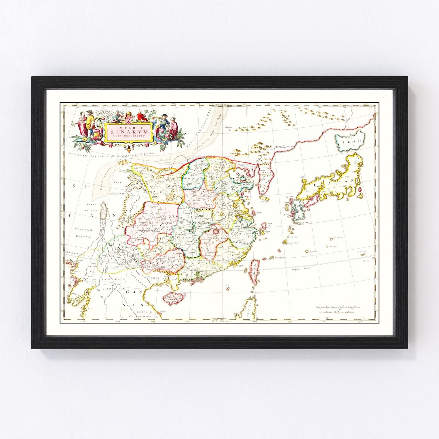 Vintage map of China, 1665, digitally restored