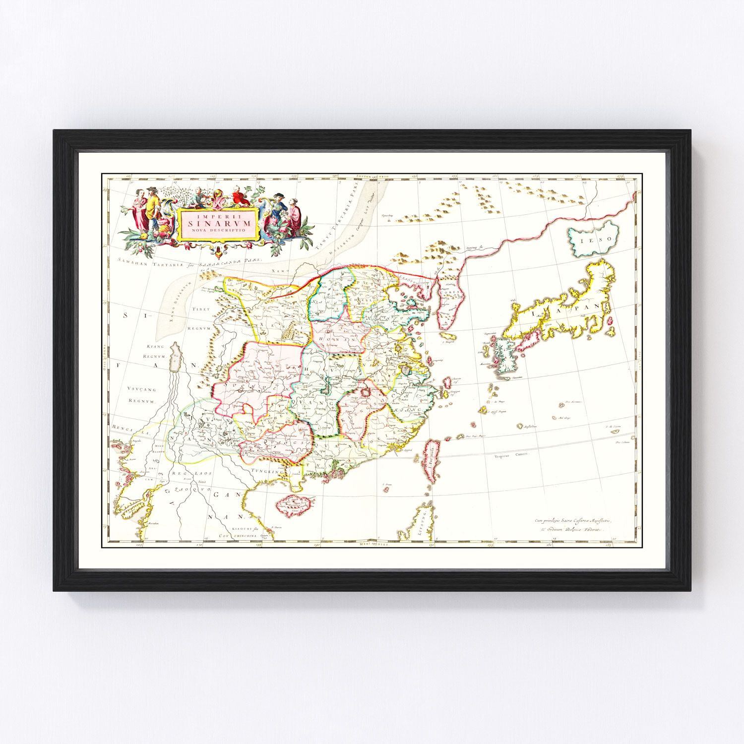 Vintage map of China, 1665, digitally restored