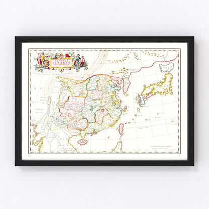 Vintage map of China, 1665, digitally restored