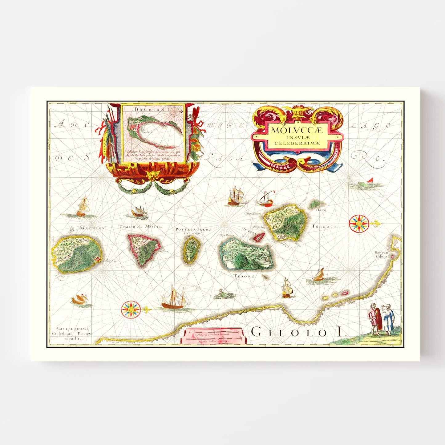 Vintage Map of the Spice Islands, Indonesia, 1665
